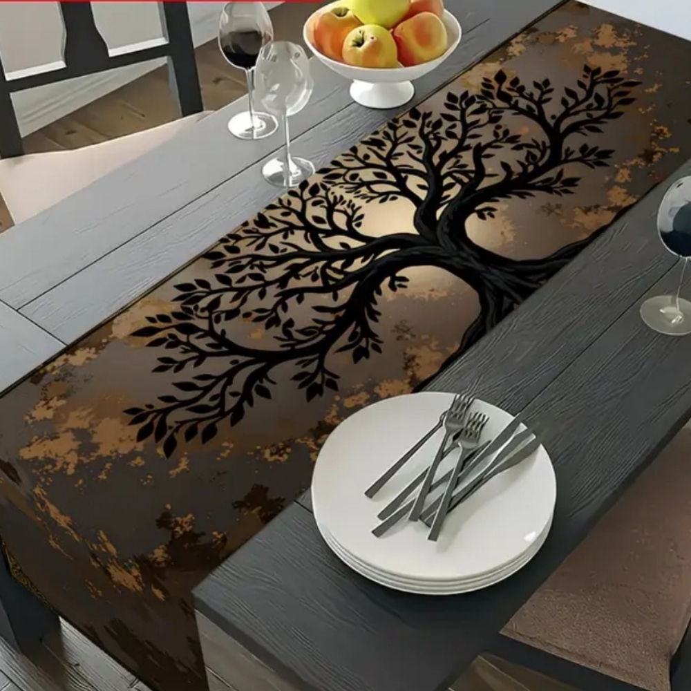 Brown Tree of Life Design Table Runner